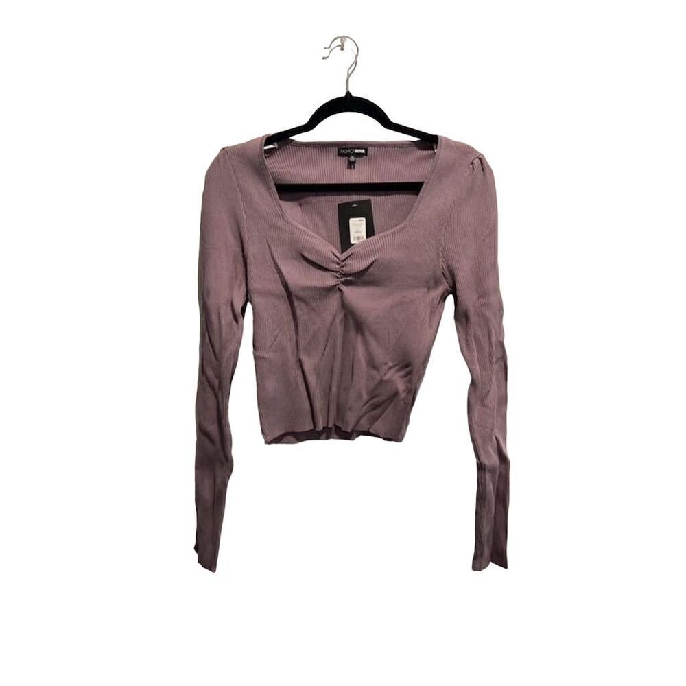 Women's Sweetheart Neck Ribbed Knit Pullover Sweater Purple Size XL